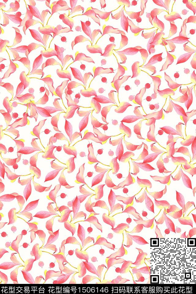 绿植树叶清爽底花卉花卉数码印花华亿平台下载（图片编号: 1506146） - 瓦栏（Walan）