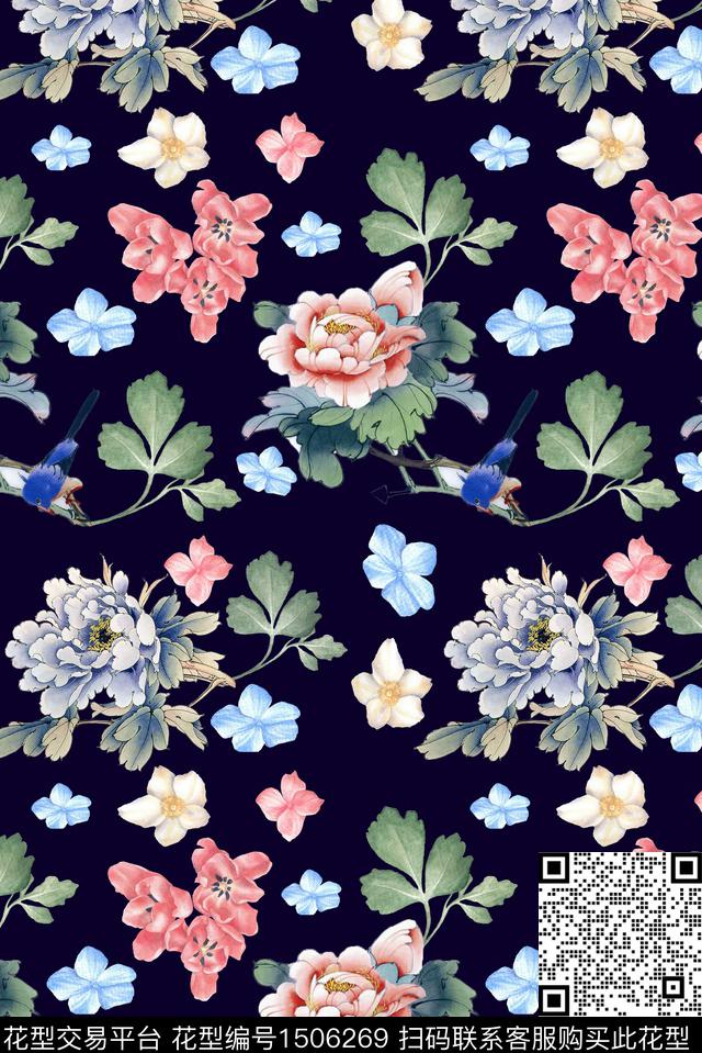 绿植树叶大牌风香云纱数码印花华亿平台下载（图片编号: 1506269） - 瓦栏（Walan）