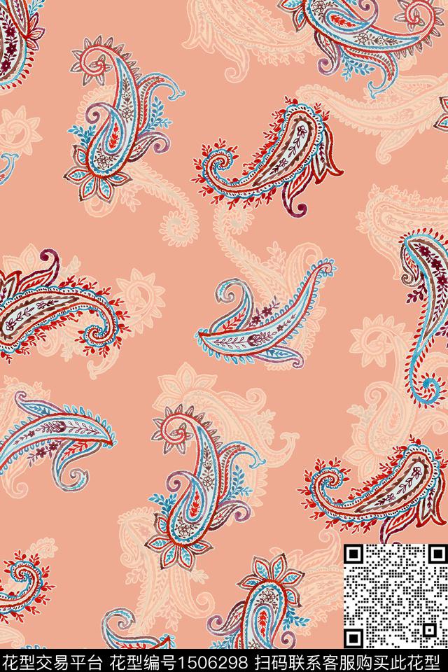 佩斯利民族风大牌风数码印花华亿平台下载（图片编号: 1506298） - 瓦栏（Walan）