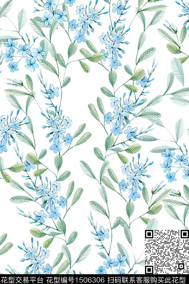 绿植树叶清爽底花卉花卉数码印花华亿平台下载（图片编号: 1506306） - 瓦栏（Walan）