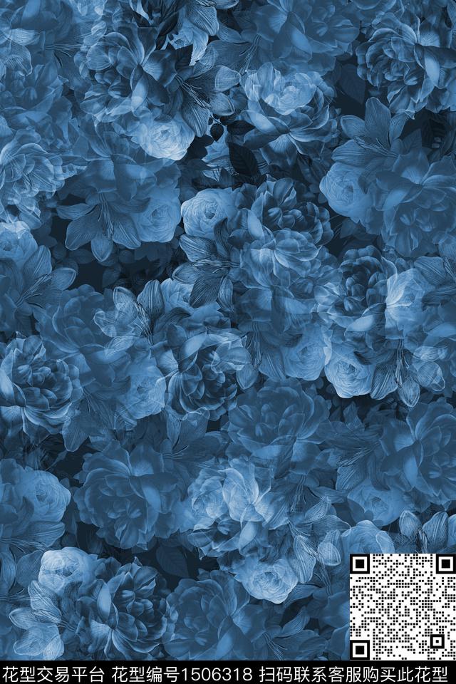 水彩花卉大牌风数码印花华亿平台下载（图片编号: 1506318） - 瓦栏（Walan）