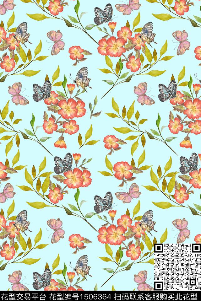 绿植树叶花卉小碎花数码印花华亿平台下载（图片编号: 1506364） - 瓦栏（Walan）