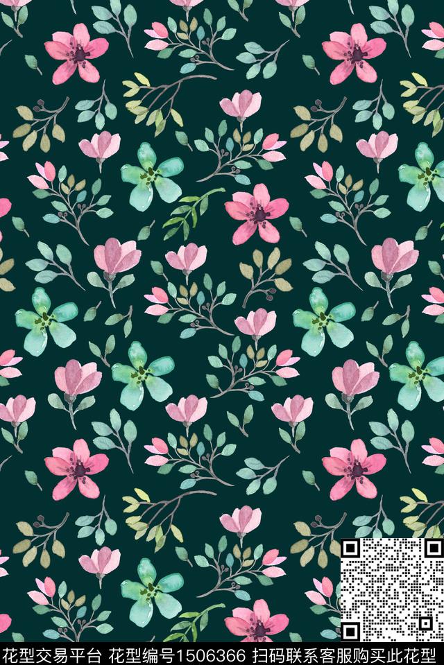 绿植树叶花卉小碎花数码印花华亿平台下载（图片编号: 1506366） - 瓦栏（Walan）