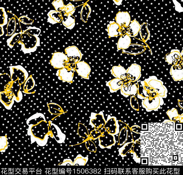 花卉波点年轻女性数码印花华亿平台下载（图片编号: 1506382） - 瓦栏（Walan）