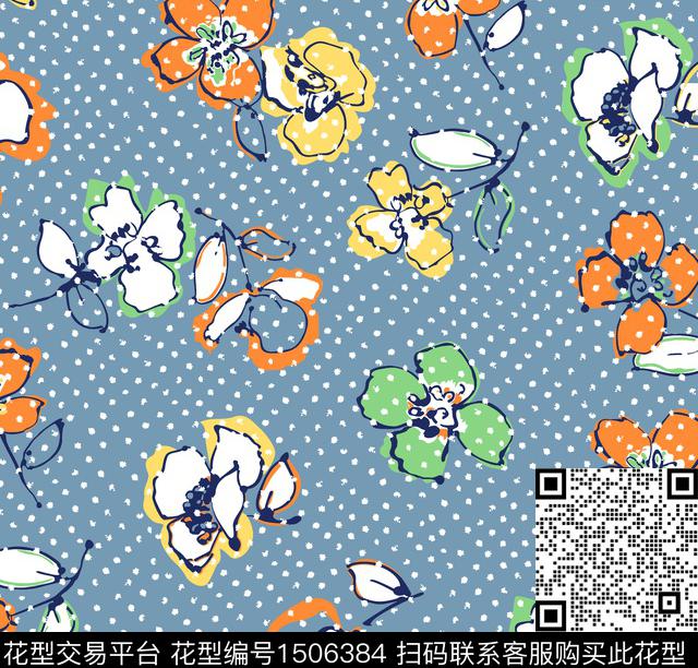 花卉少女大牌风数码印花华亿平台下载（图片编号: 1506384） - 瓦栏（Walan）