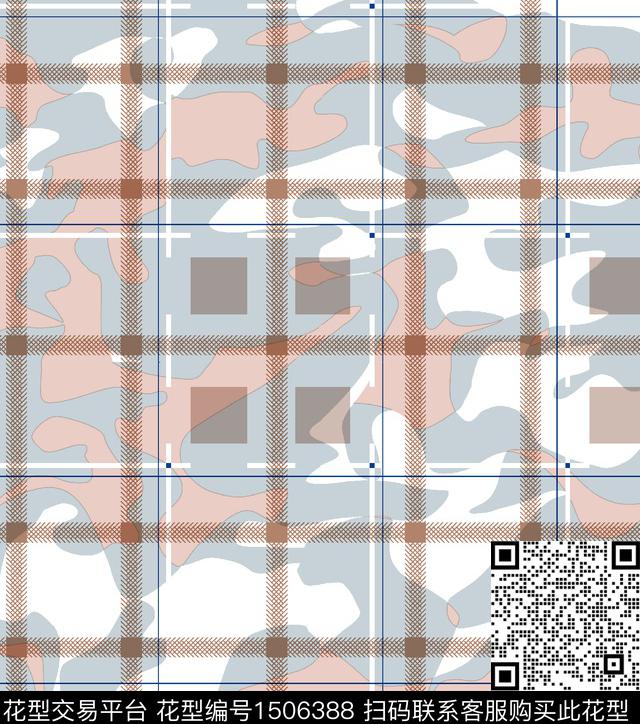 几何格子大牌风数码印花华亿平台下载（图片编号: 1506388） - 瓦栏（Walan）