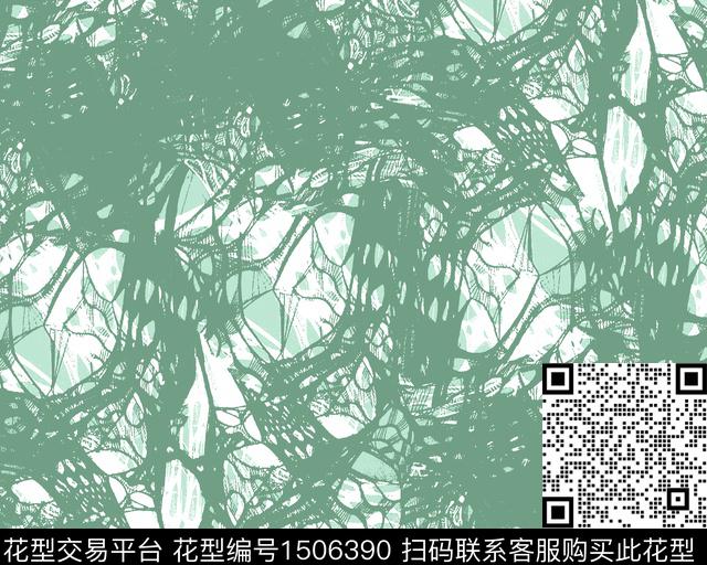 线条花卉大牌风数码印花华亿平台下载（图片编号: 1506390） - 瓦栏（Walan）