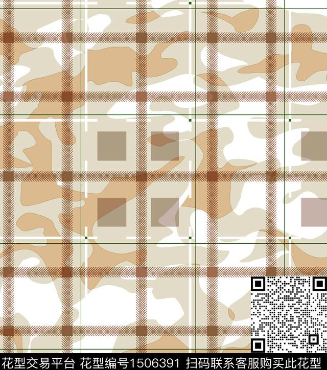 几何格子大牌风数码印花华亿平台下载（图片编号: 1506391） - 瓦栏（Walan）