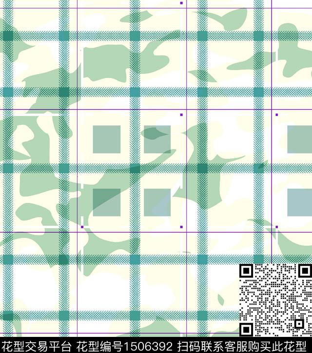 几何格子大牌风数码印花华亿平台下载（图片编号: 1506392） - 瓦栏（Walan）