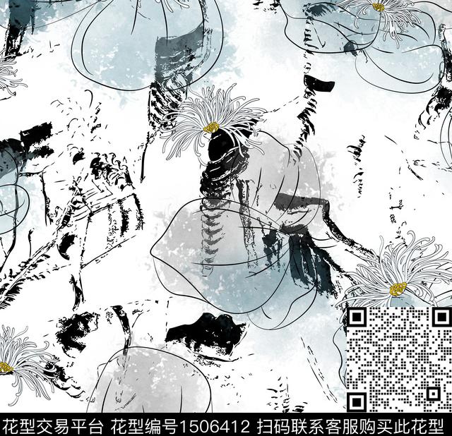 女装植物渐变传统印花华亿平台下载（图片编号: 1506412） - 瓦栏（Walan）