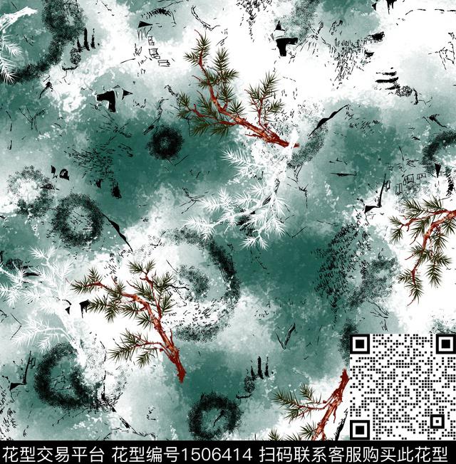 女装植物渐变传统印花华亿平台下载（图片编号: 1506414） - 瓦栏（Walan）