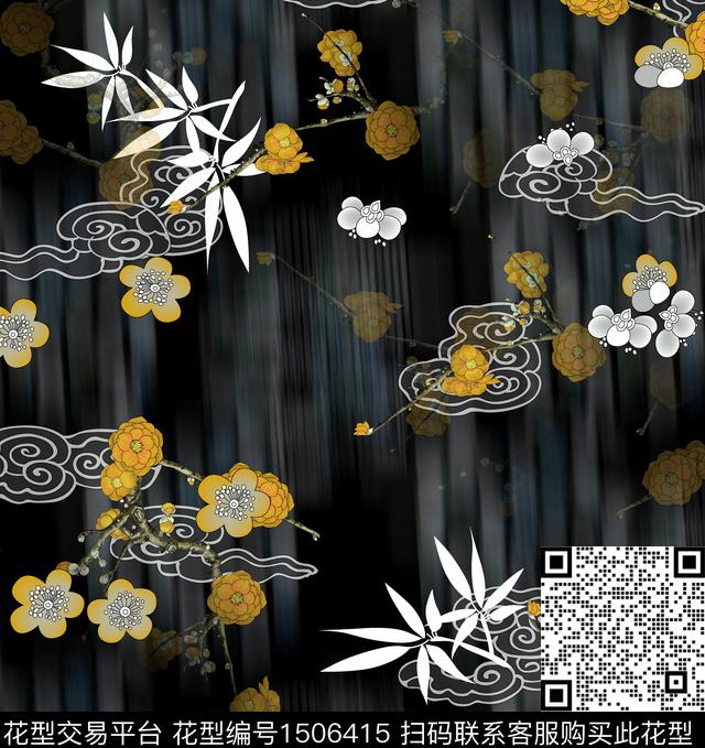 祥云女装桃花传统印花华亿平台下载（图片编号: 1506415） - 瓦栏（Walan）