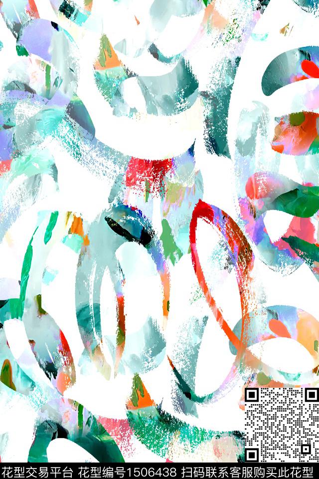 抽象小清新真丝数码印花华亿平台下载（图片编号: 1506438） - 瓦栏（Walan）