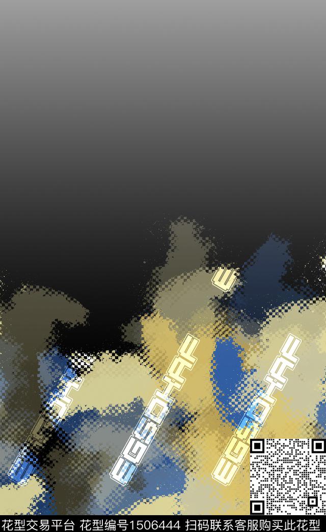 字母水彩男装定位花数码印花华亿平台下载（图片编号: 1506444） - 瓦栏（Walan）