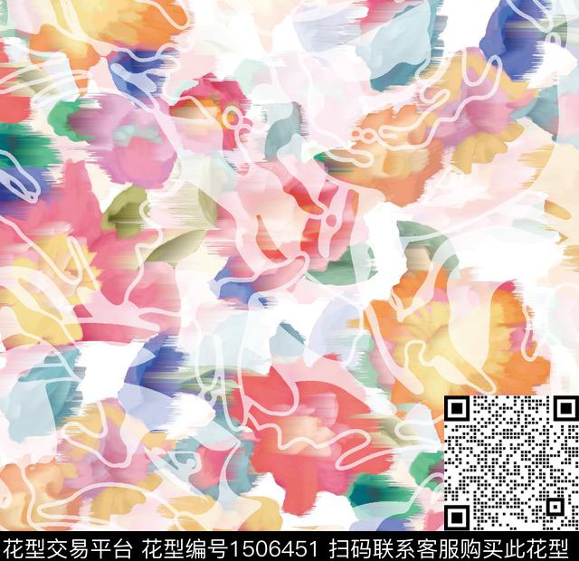 连衣裙数码华亿平台撞色数码印花华亿平台下载（图片编号: 1506451） - 瓦栏（Walan）