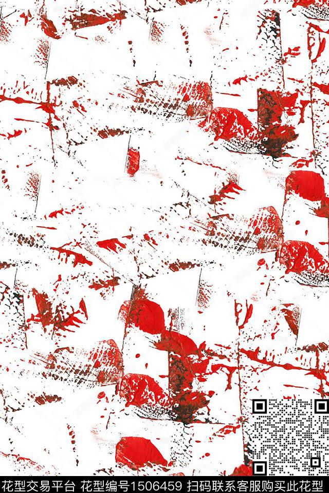 几何花卉油画华亿平台数码印花华亿平台下载（图片编号: 1506459） - 瓦栏（Walan）