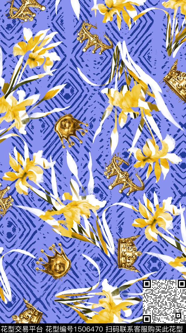 玉兰花花卉大牌风数码印花华亿平台下载（图片编号: 1506470） - 瓦栏（Walan）
