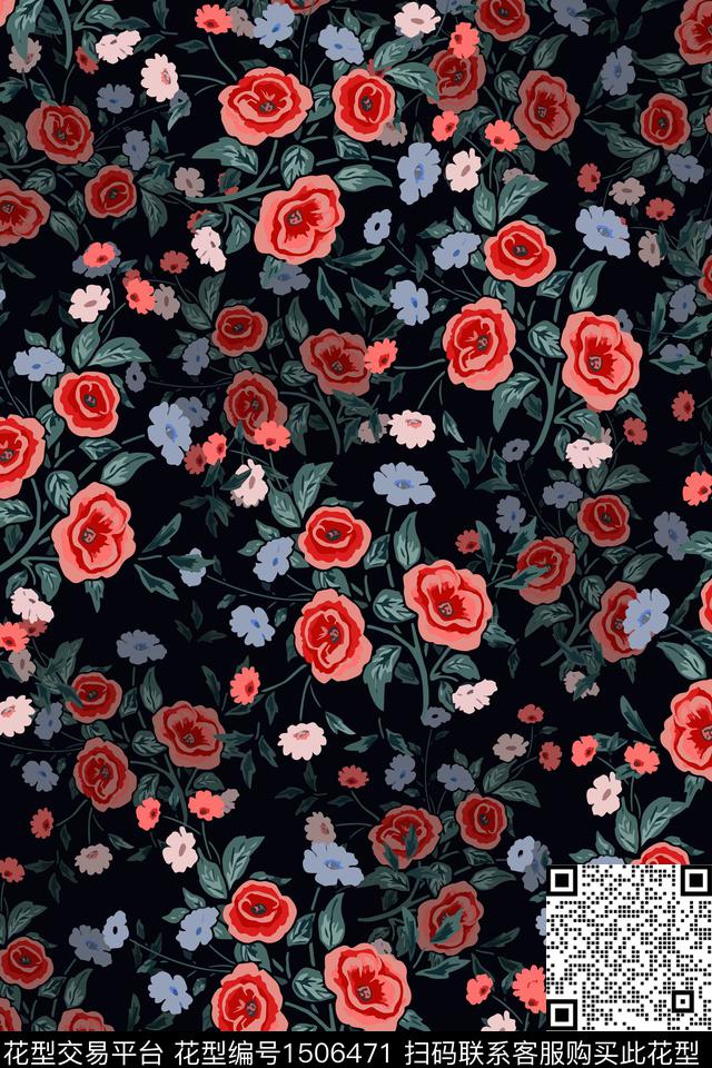 女装花卉小碎花数码印花华亿平台下载（图片编号: 1506471） - 瓦栏（Walan）