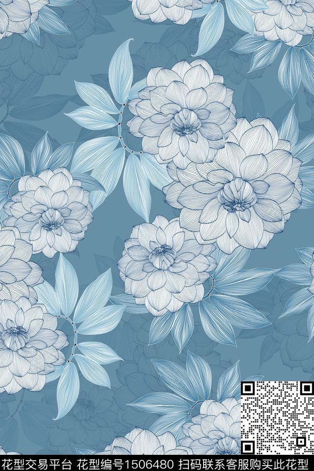 炫彩花卉真丝数码印花华亿平台下载（图片编号: 1506480） - 瓦栏（Walan）