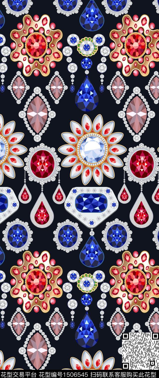 珠宝宝石数码定位花复古数码印花华亿平台下载（图片编号: 1506545） - 瓦栏（Walan）