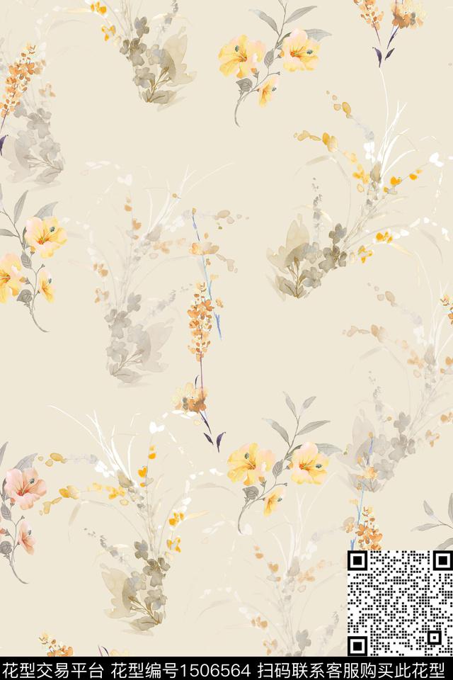清爽底花卉花卉小碎花数码印花华亿平台下载（图片编号: 1506564） - 瓦栏（Walan）
