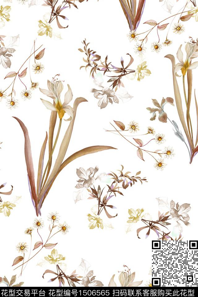 清爽底花卉花卉真丝数码印花华亿平台下载（图片编号: 1506565） - 瓦栏（Walan）