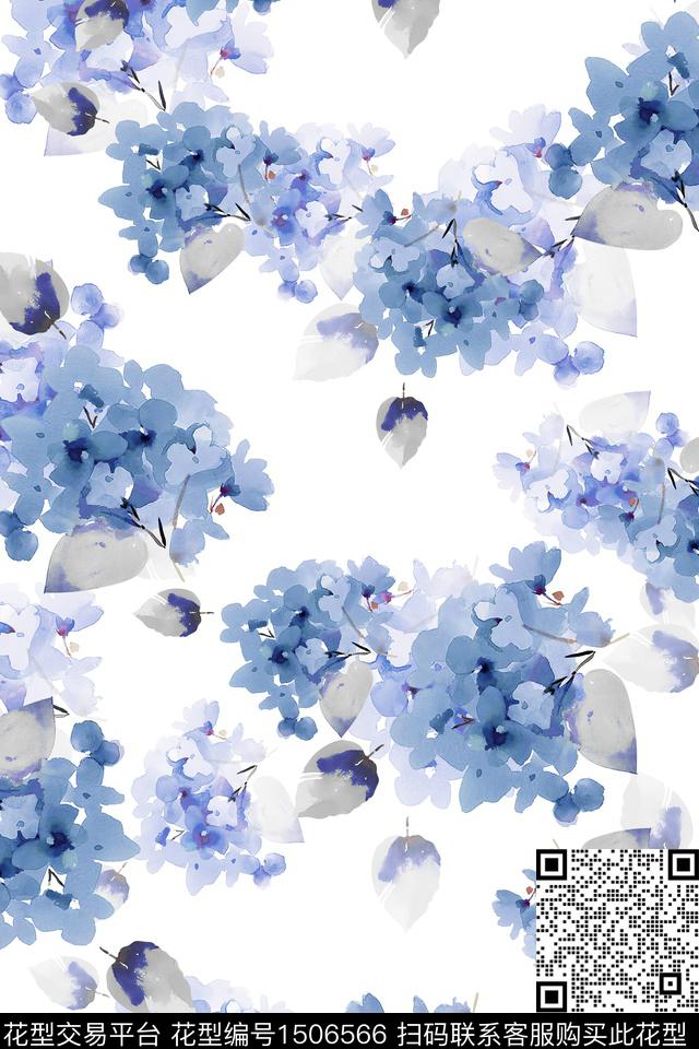 清爽底花卉花卉真丝数码印花华亿平台下载（图片编号: 1506566） - 瓦栏（Walan）