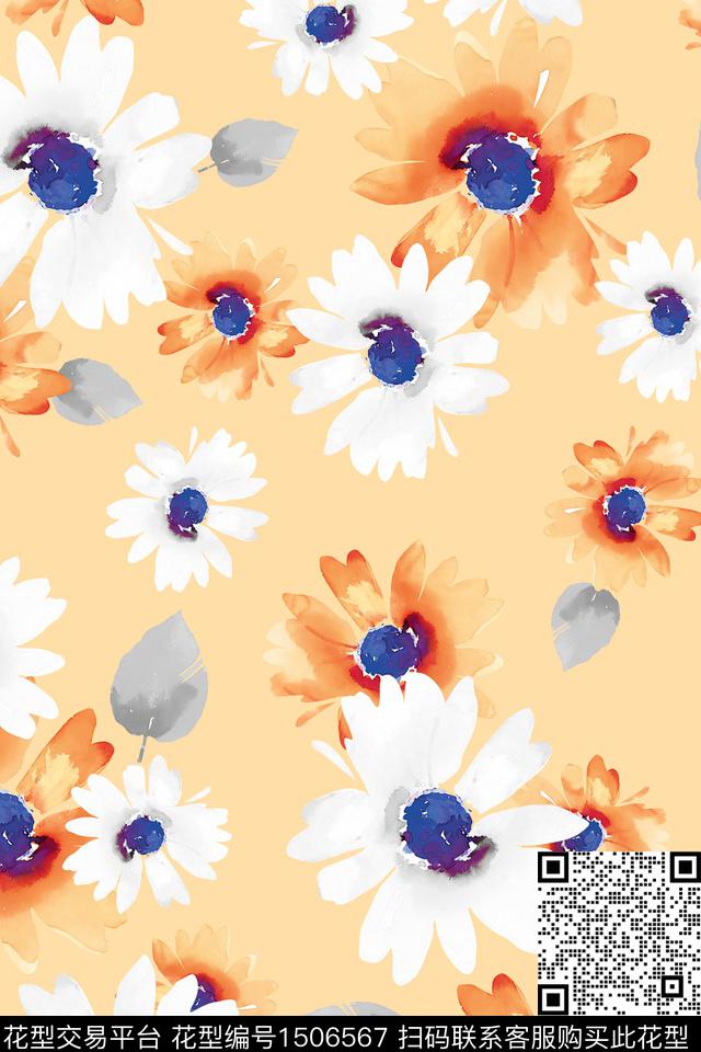 清爽底花卉花卉真丝数码印花华亿平台下载（图片编号: 1506567） - 瓦栏（Walan）