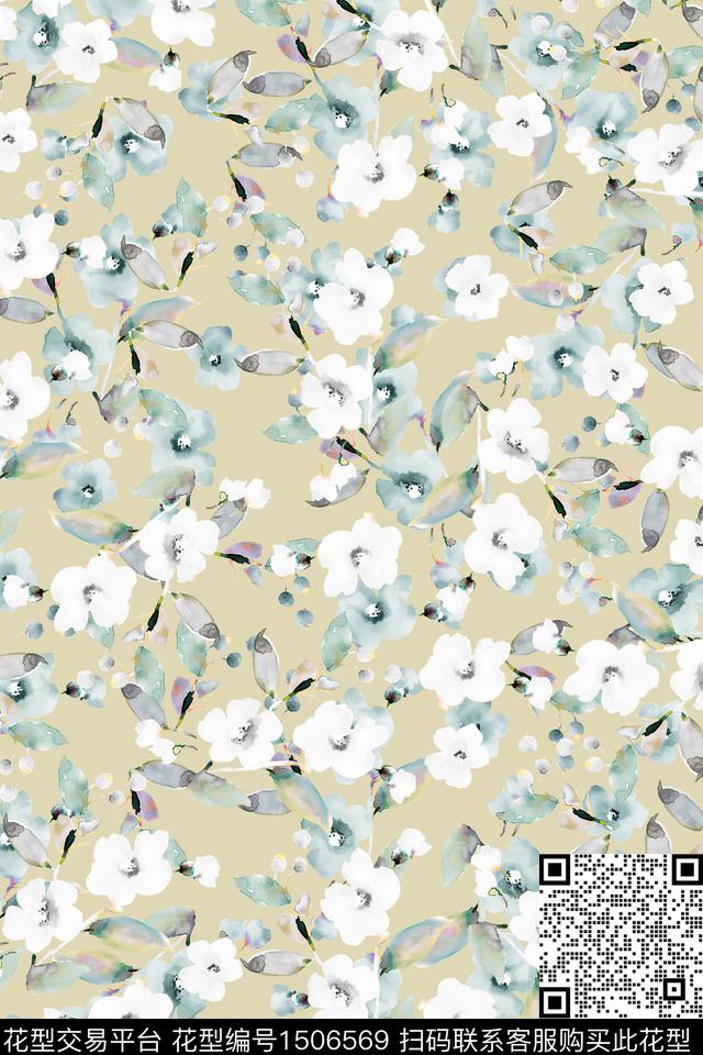 清爽底花卉花卉真丝数码印花华亿平台下载（图片编号: 1506569） - 瓦栏（Walan）