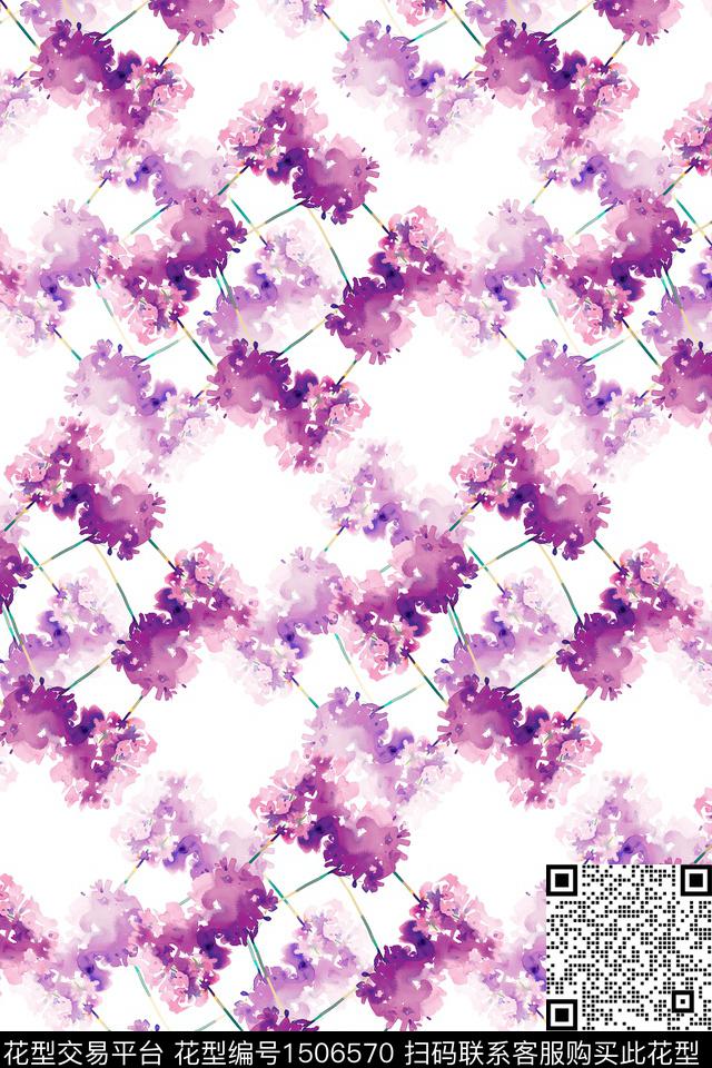 花卉真丝小碎花数码印花华亿平台下载（图片编号: 1506570） - 瓦栏（Walan）