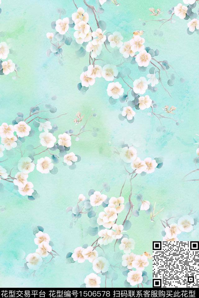 花卉年轻女性小碎花数码印花华亿平台下载（图片编号: 1506578） - 瓦栏（Walan）