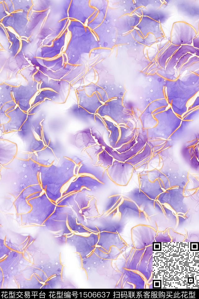 女装大牌风抽象数码印花华亿平台下载（图片编号: 1506637） - 瓦栏（Walan）