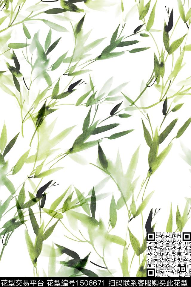 绿植树叶花卉大牌风数码印花华亿平台下载（图片编号: 1506671） - 瓦栏（Walan）