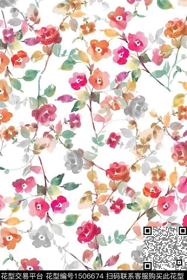 花卉小清新小碎花数码印花华亿平台下载（图片编号: 1506674） - 瓦栏（Walan）