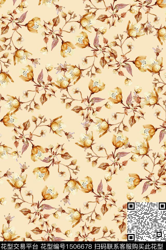清爽底花卉花卉小碎花数码印花华亿平台下载（图片编号: 1506678） - 瓦栏（Walan）