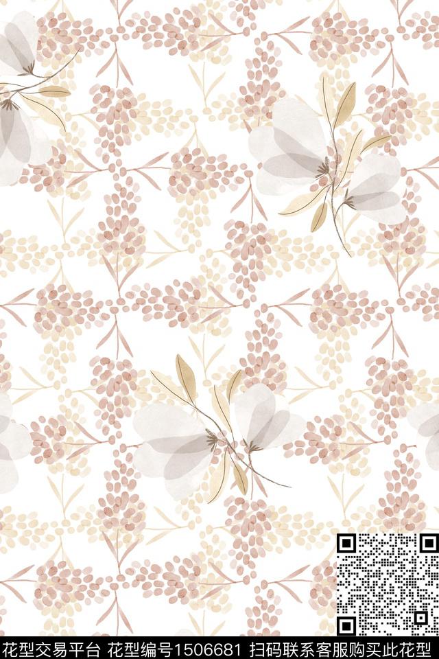 清爽底花卉花卉真丝数码印花华亿平台下载（图片编号: 1506681） - 瓦栏（Walan）