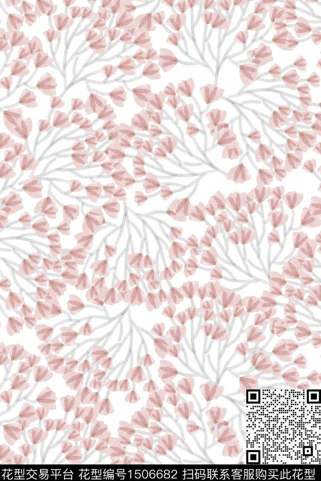 清爽底花卉花卉大牌风数码印花华亿平台下载（图片编号: 1506682） - 瓦栏（Walan）
