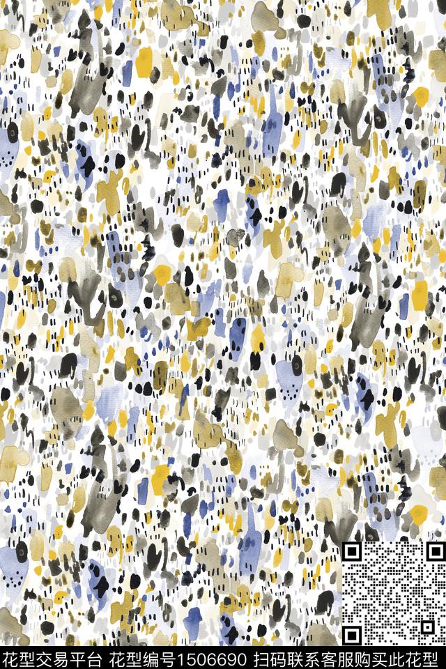 抽象小清新真丝数码印花华亿平台下载（图片编号: 1506690） - 瓦栏（Walan）