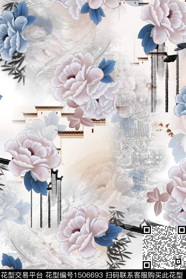 花卉真丝中国风数码印花华亿平台下载（图片编号: 1506693） - 瓦栏（Walan）