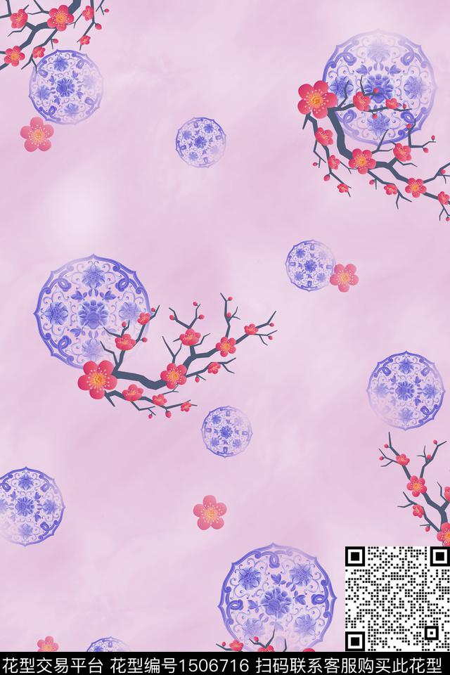 花卉旗袍中国风数码印花华亿平台下载（图片编号: 1506716） - 瓦栏（Walan）