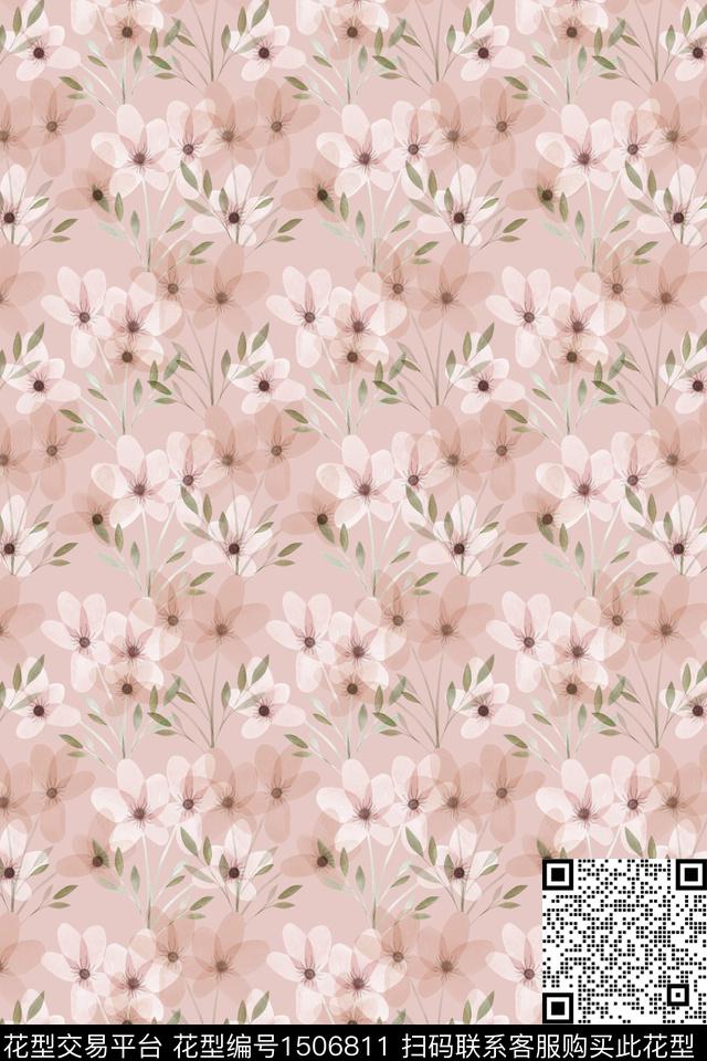 清爽底花卉花卉大牌风数码印花华亿平台下载（图片编号: 1506811） - 瓦栏（Walan）