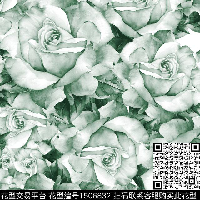 水彩花卉中国风传统印花华亿平台下载（图片编号: 1506832） - 瓦栏（Walan）