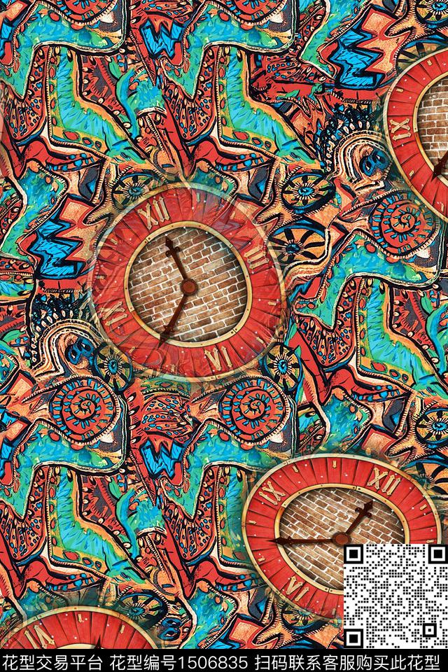 几何大牌风抽象数码印花华亿平台下载（图片编号: 1506835） - 瓦栏（Walan）