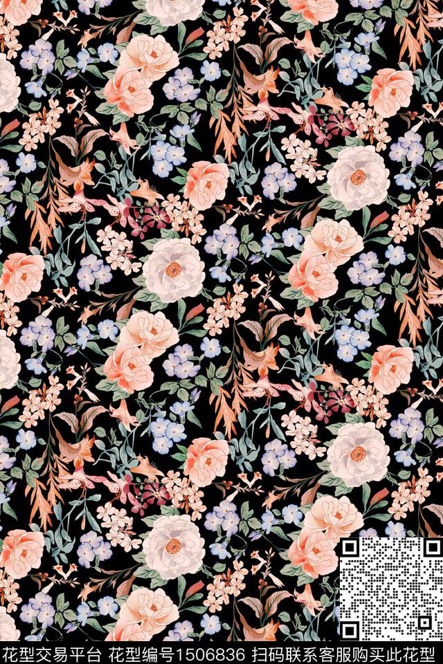 花卉小碎花数码印花华亿平台下载（图片编号: 1506836） - 瓦栏（Walan）