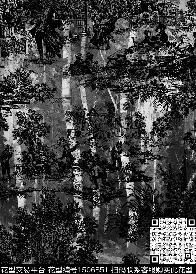 水彩抽象风景景观传统印花华亿平台下载（图片编号: 1506851） - 瓦栏（Walan）