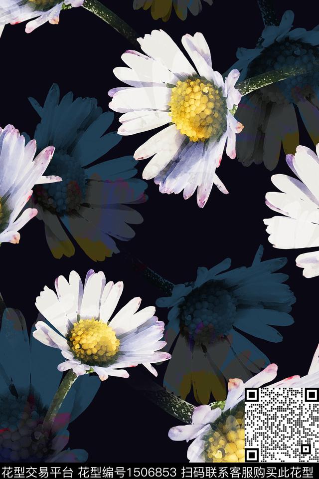 花卉大花年轻女性数码印花华亿平台下载（图片编号: 1506853） - 瓦栏（Walan）