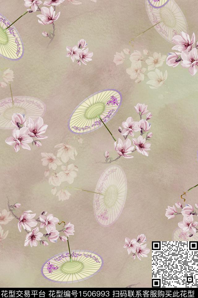 花卉旗袍中国风数码印花华亿平台下载（图片编号: 1506993） - 瓦栏（Walan）