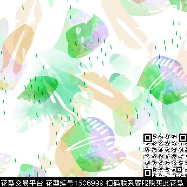 抽象小清新真丝数码印花华亿平台下载（图片编号: 1506999） - 瓦栏（Walan）