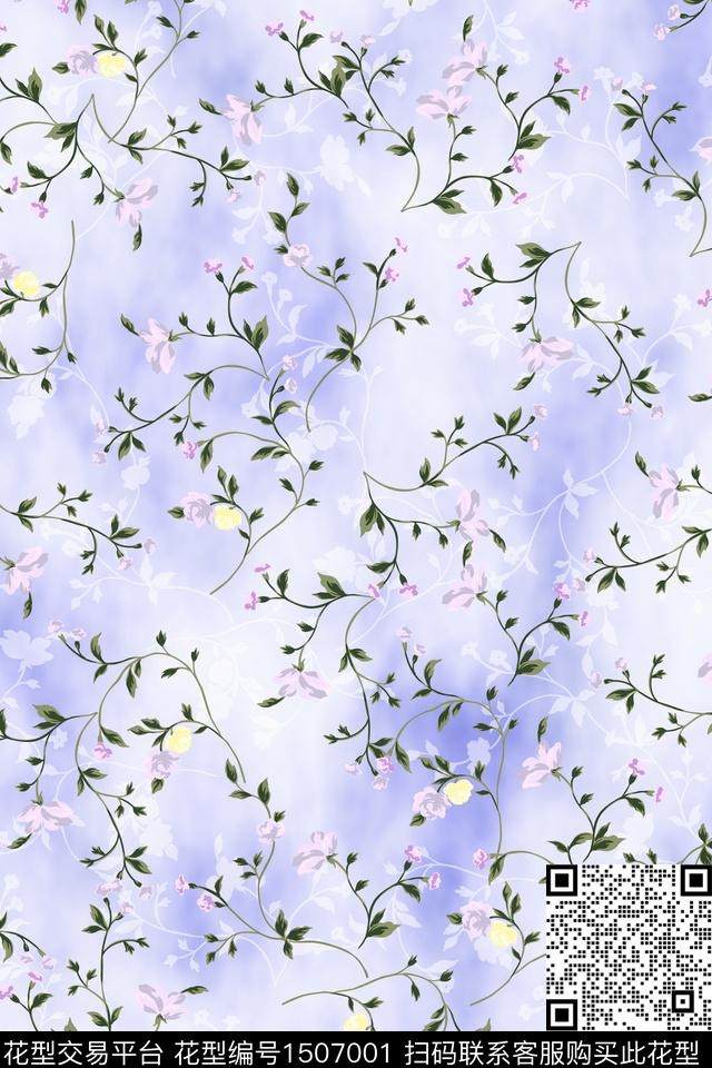 花卉小清新小碎花数码印花华亿平台下载（图片编号: 1507001） - 瓦栏（Walan）