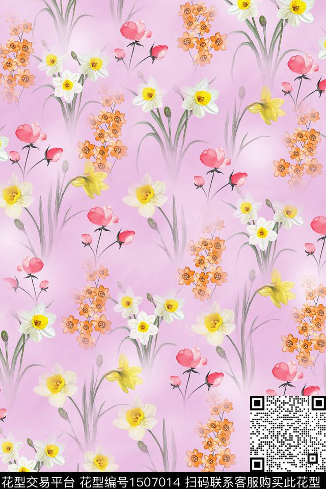 花卉年轻女性小碎花数码印花华亿平台下载（图片编号: 1507014） - 瓦栏（Walan）